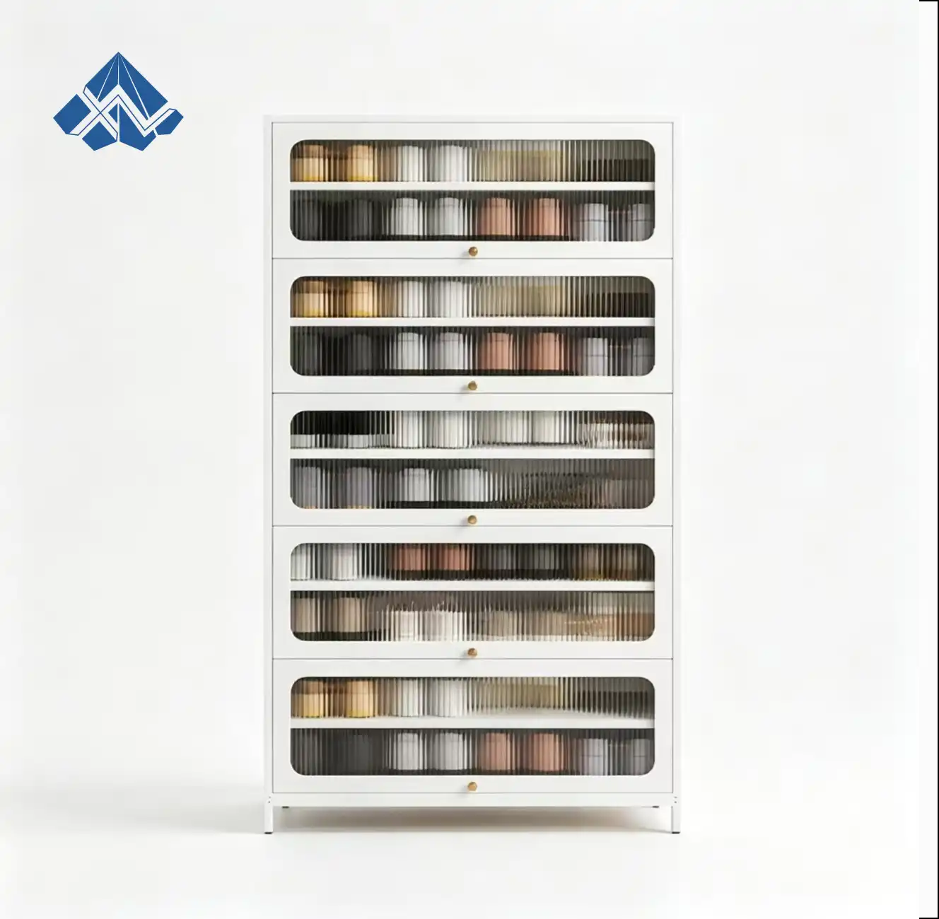 Five Door Square Panel Shoe Cabinet